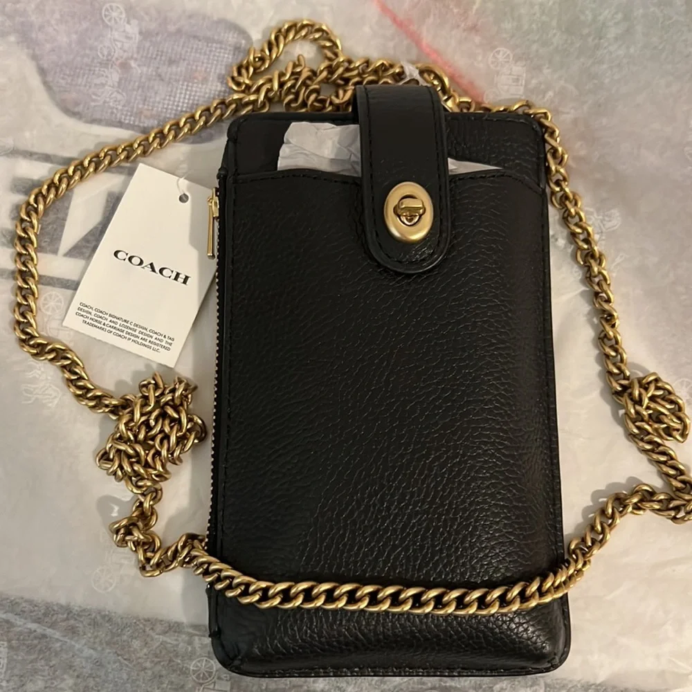 Coach Polished Pebble leather phone crossbody NWT